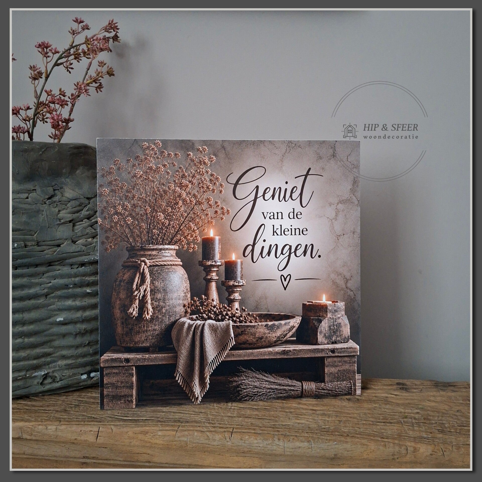 Houten muurbord 'Geniet'