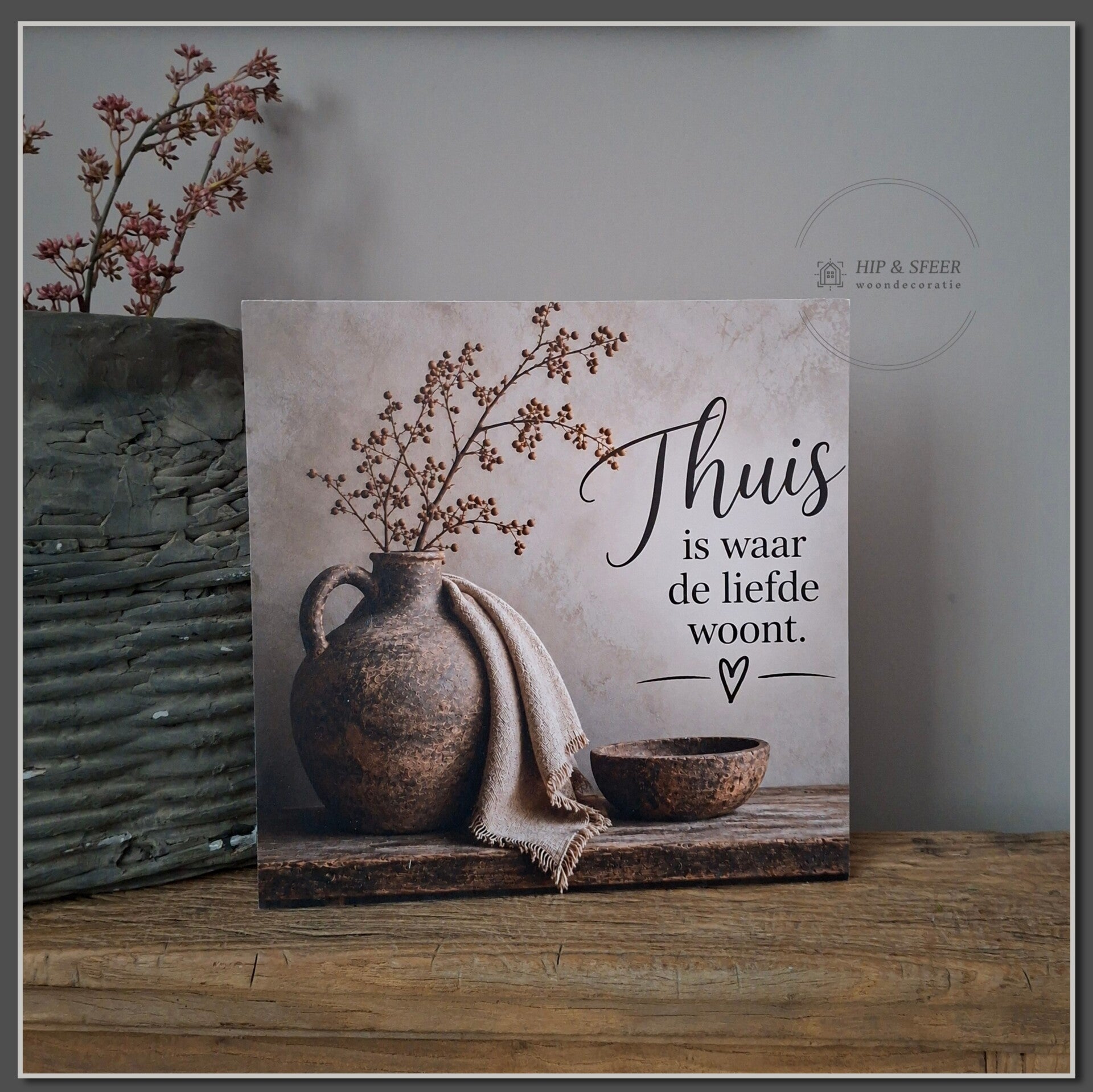 Houten muurbord 'Thuis'
