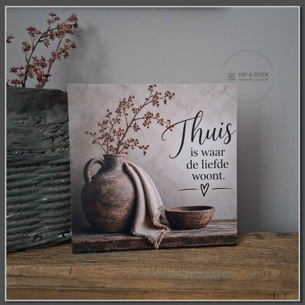 Houten muurbord 'Thuis'