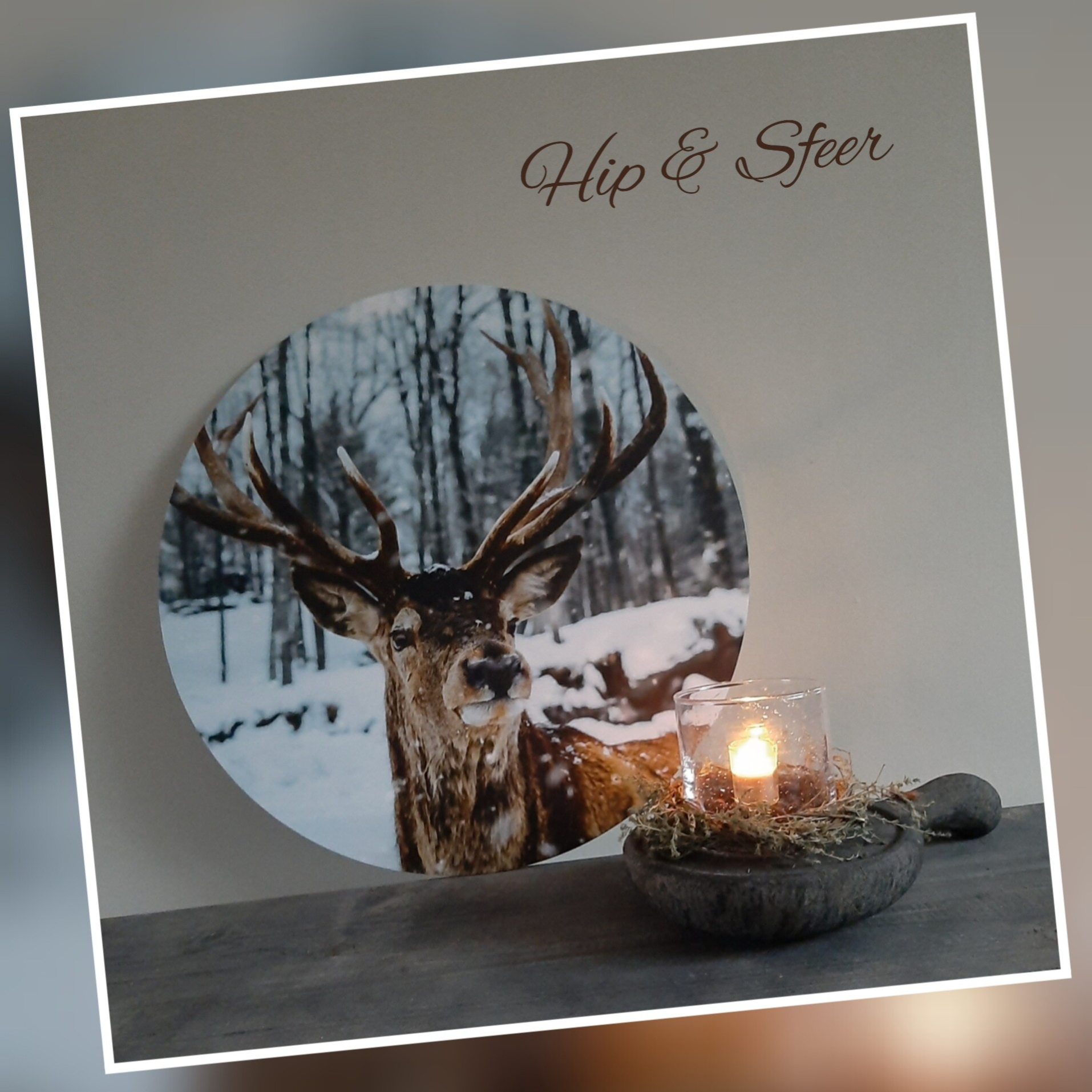 Muurcirkel hert in de sneeuw 20cm