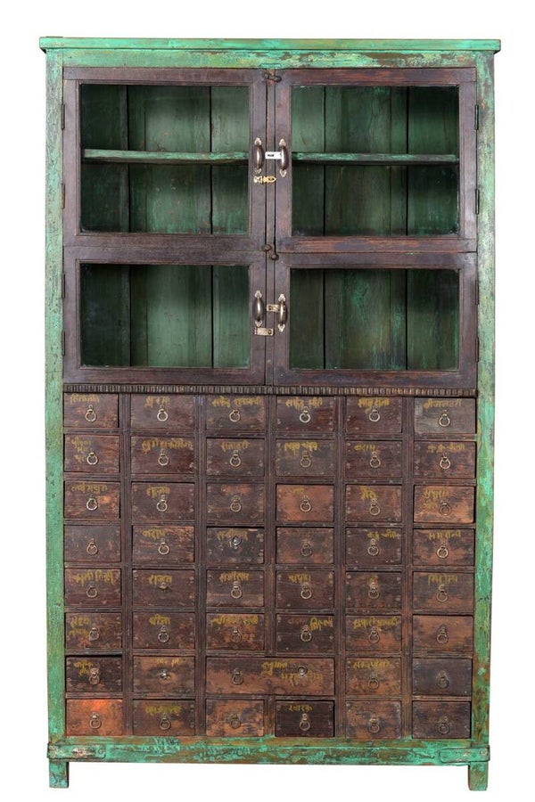 Wooden glass multi drawers cabinet