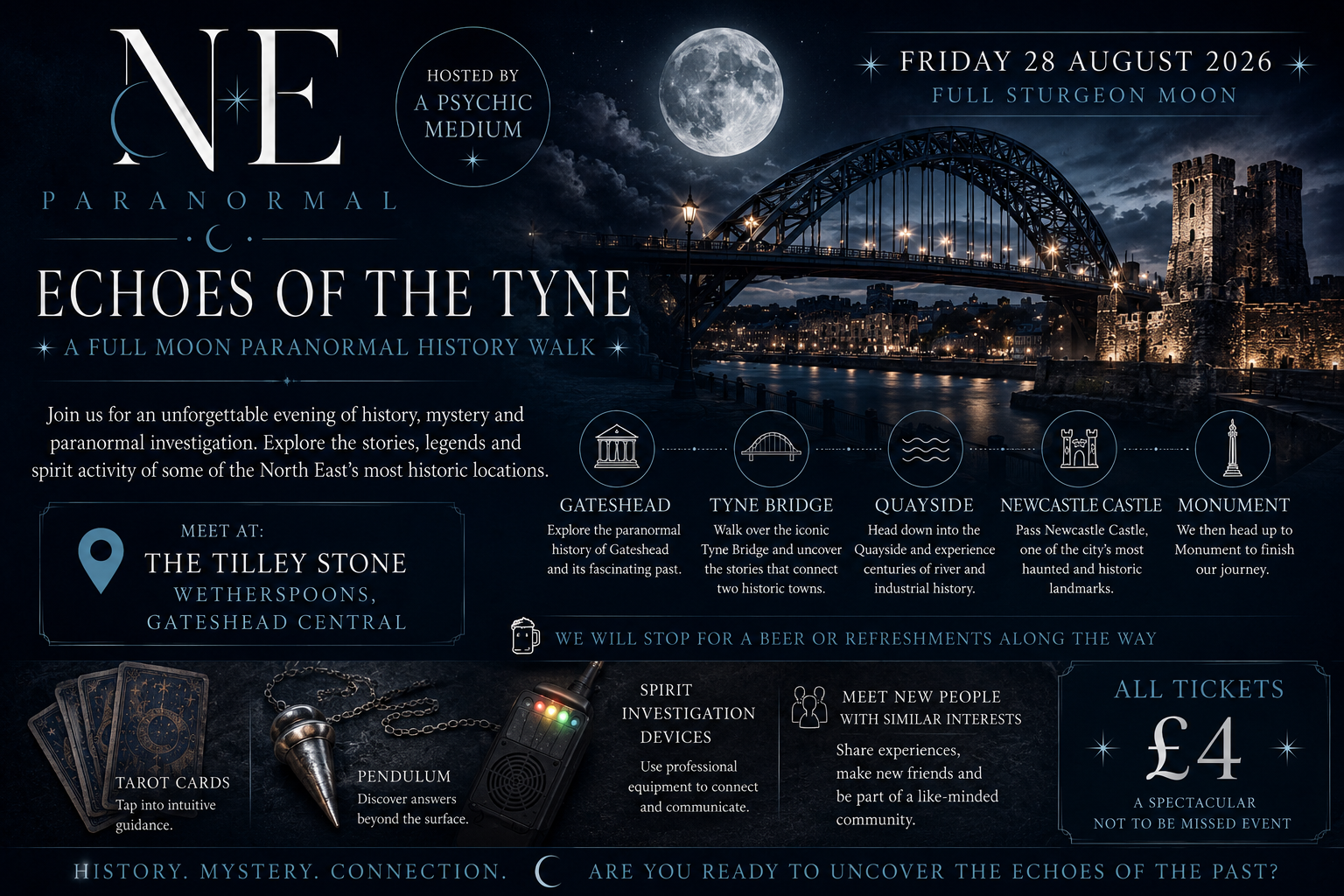 Echoes of the Tyne: A Full Moon Paranormal Walk