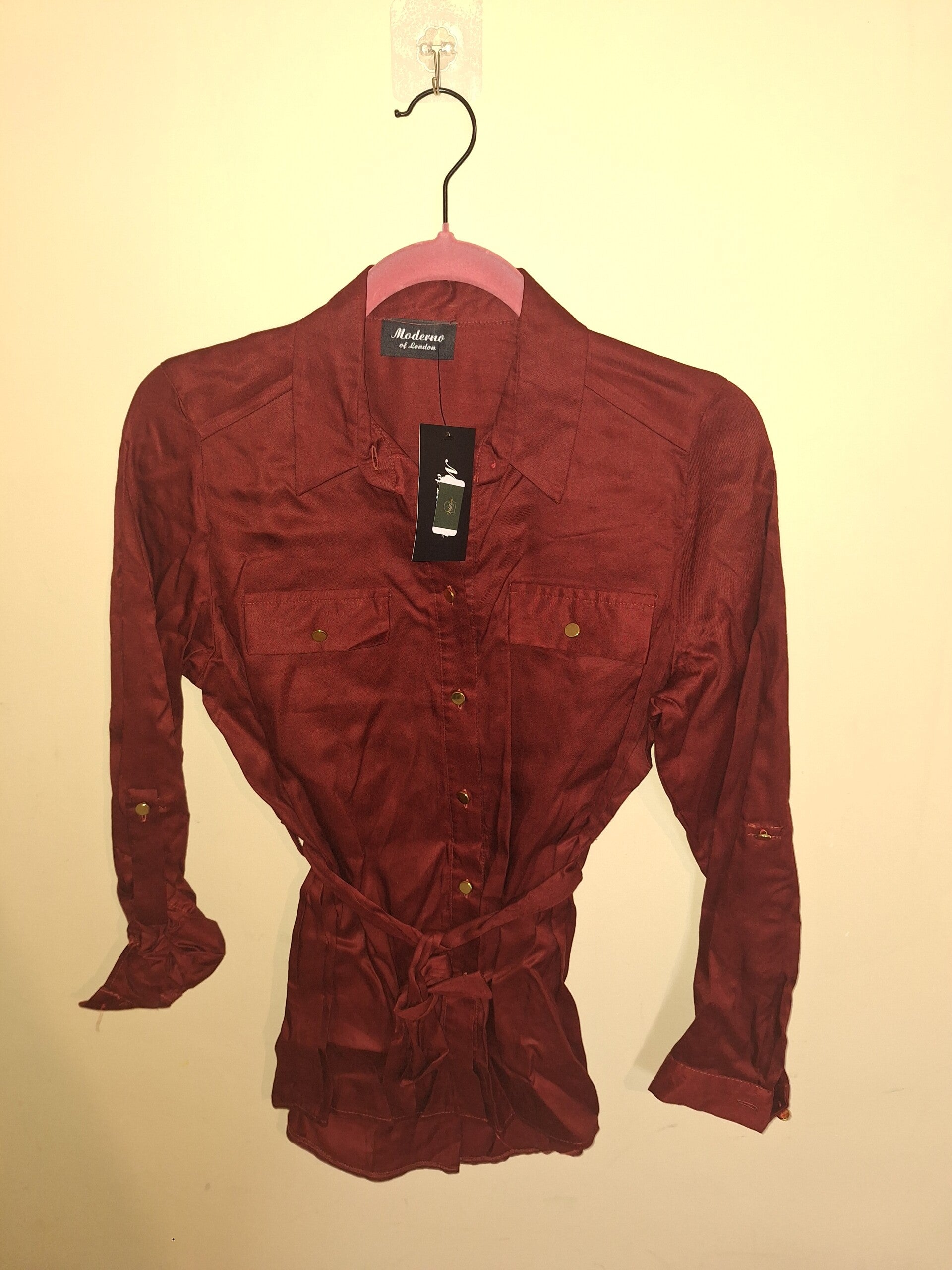 Burgundy Shirt Dress - size 10