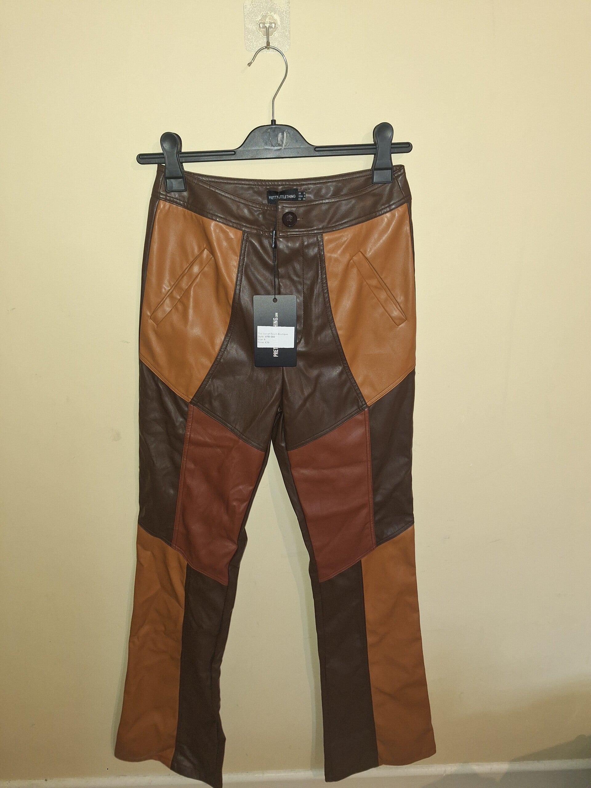 Two-Tone Leather Trousers - size 8