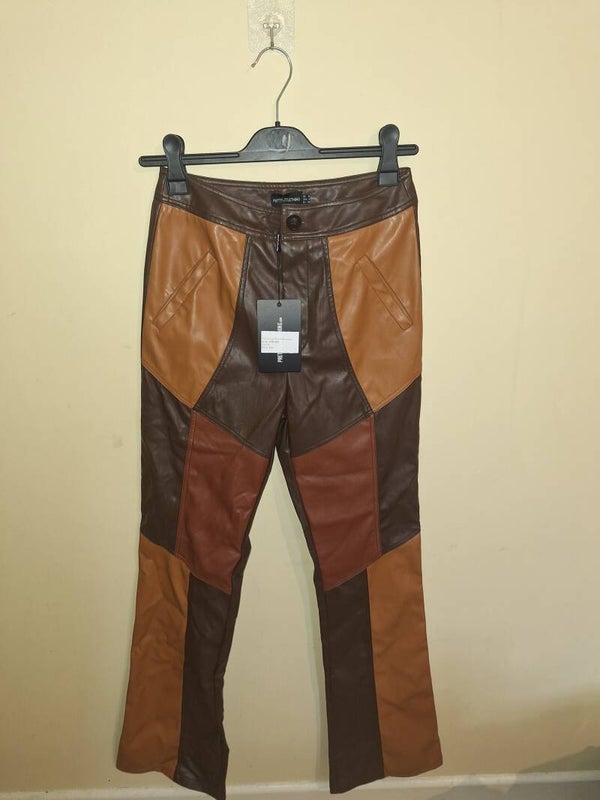 Two-Tone Leather Trousers - size 8