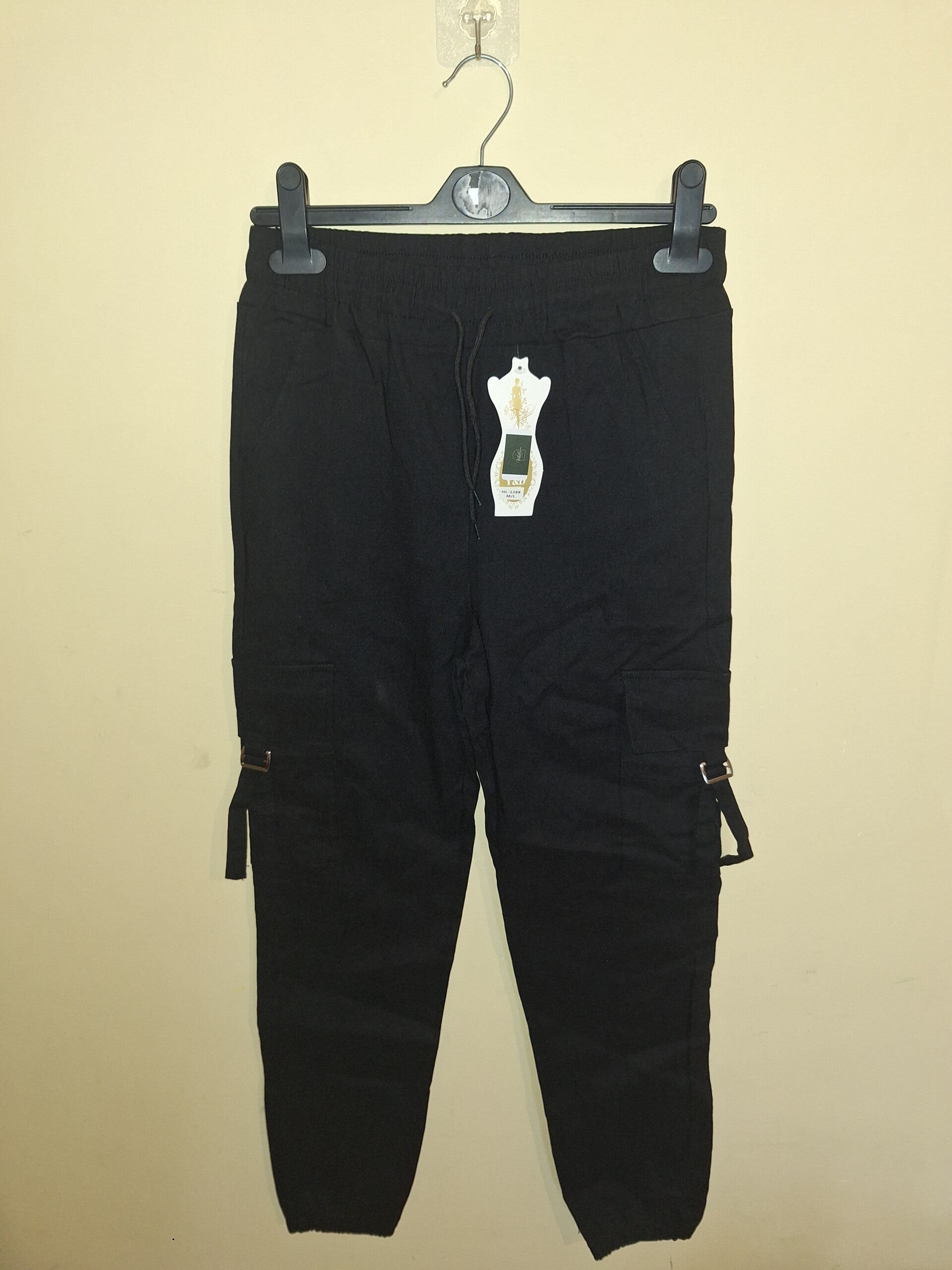 Black Cargo Joggers - S/M