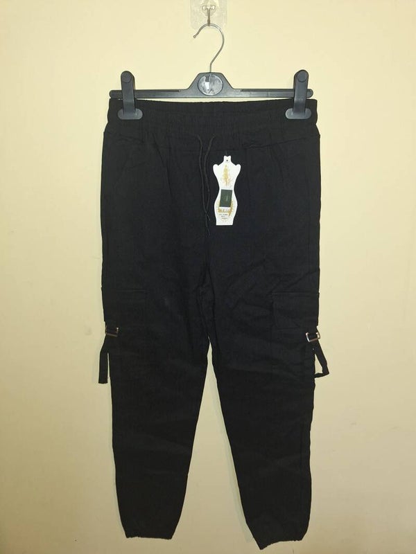 Black Cargo Joggers - S/M