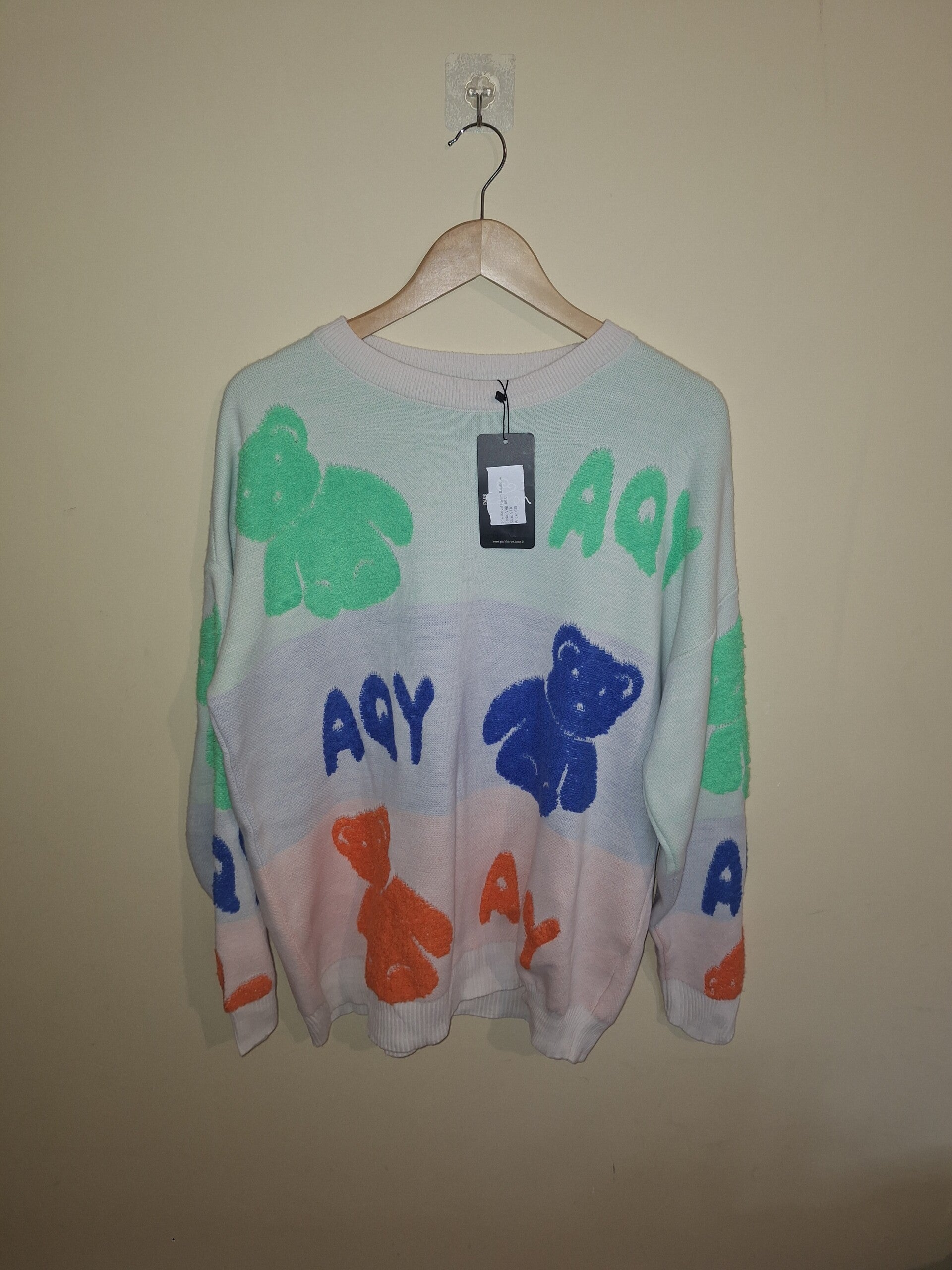 Teddy Print Jumper - one size