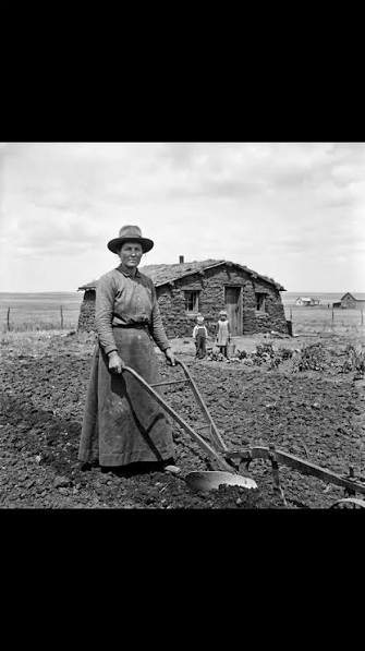 Handmade 1800s pioneer prairie dress and sunbonnet setup illustrating the history of women homesteaders and settlers on the Nebraska and Midwest plains.