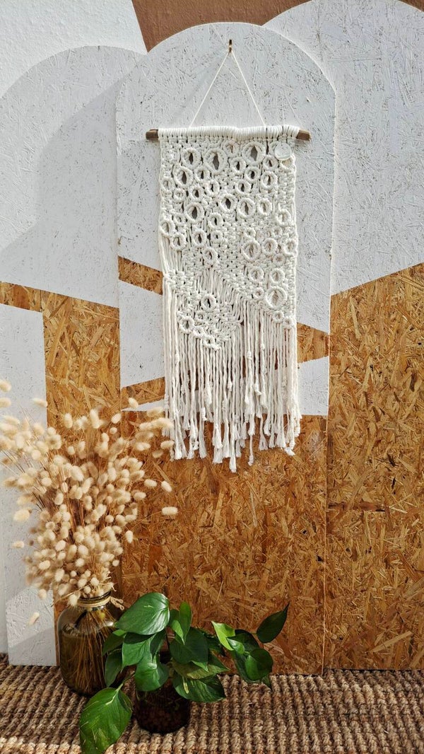 🫧 Being In My Own Bubble – Tenture murale en macramé écru