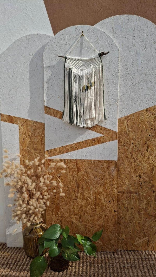 🌿 Lichen Bright – Tenture murale en macramé