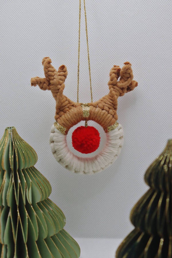 🦌 Petit renne de Noël – Décoration macramé festive