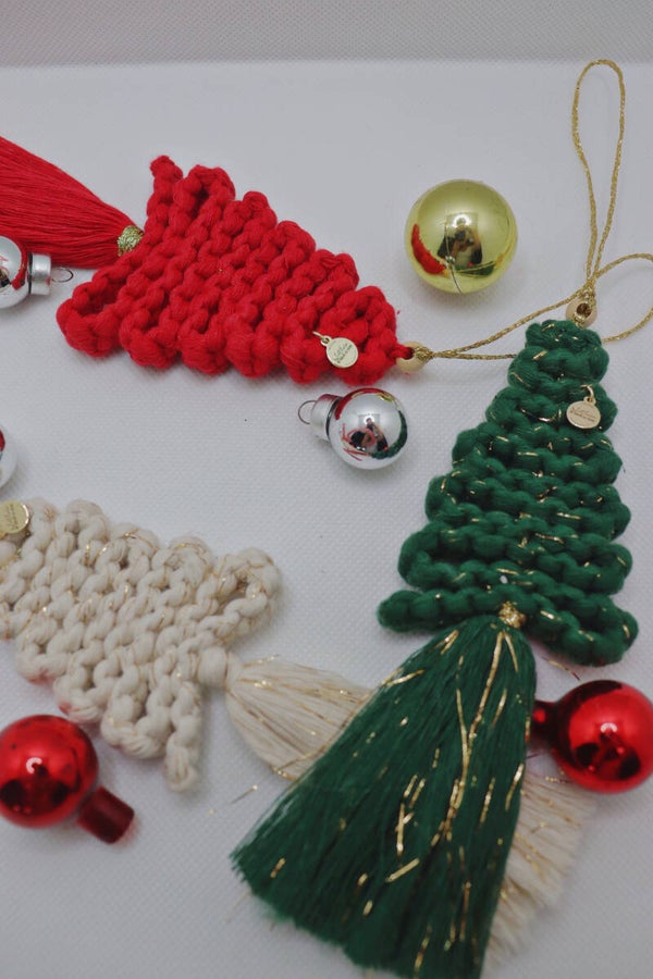 🎄 Petits sapins en macramé – Décoration de Noël colorée