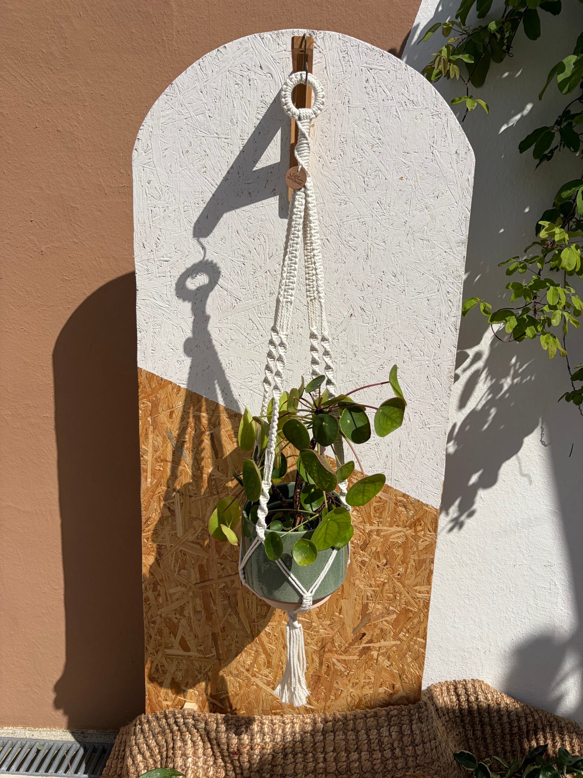 MINI BOTANICA – Suspension Macramé Coton Écru 3 Plis | Spirales & Nœuds Plats | 1 Pot Intérieur | Littlvro