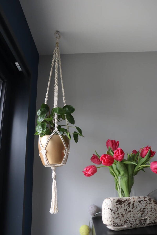 QUEEN_ SUSPENSION MACRAME ECRU ET DORE