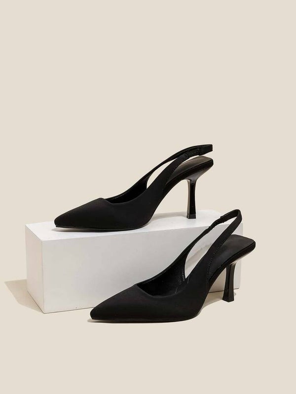 Escarpins Minimaliste À Bout Pointu À Talons Aiguilles À Bride Arrière