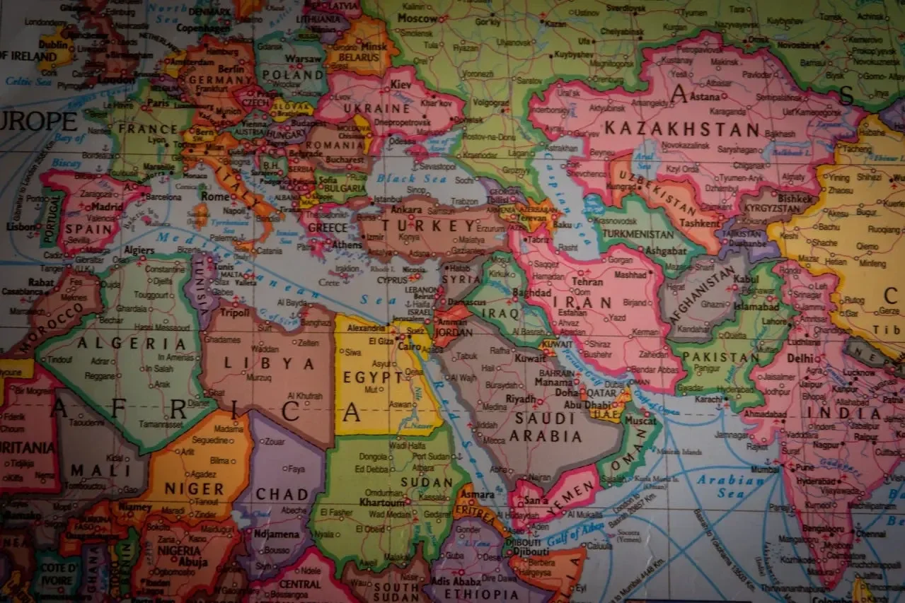 Global Trade Solution export markets map — food trade routes from Europe and Egypt to Africa and the Middle East