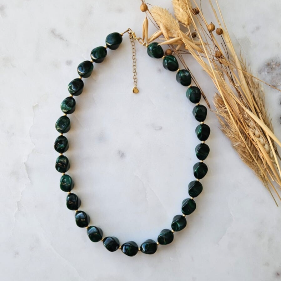 Kralen ketting - groene nugget kralen