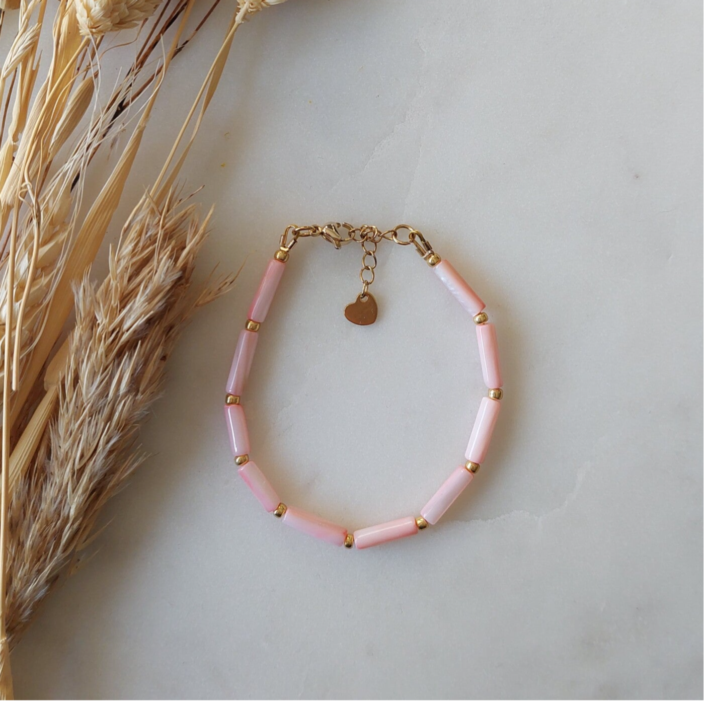 Roze schelp armband - zilver of goud