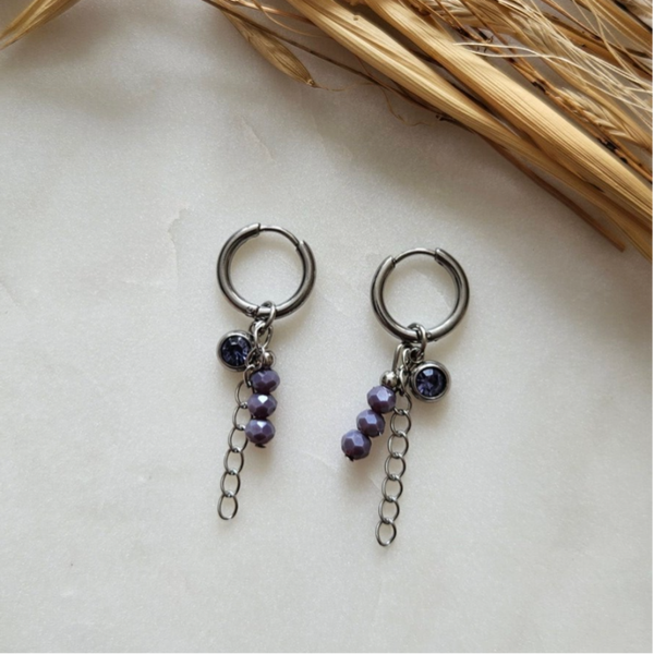 Oorbellen - zilver / purple shine