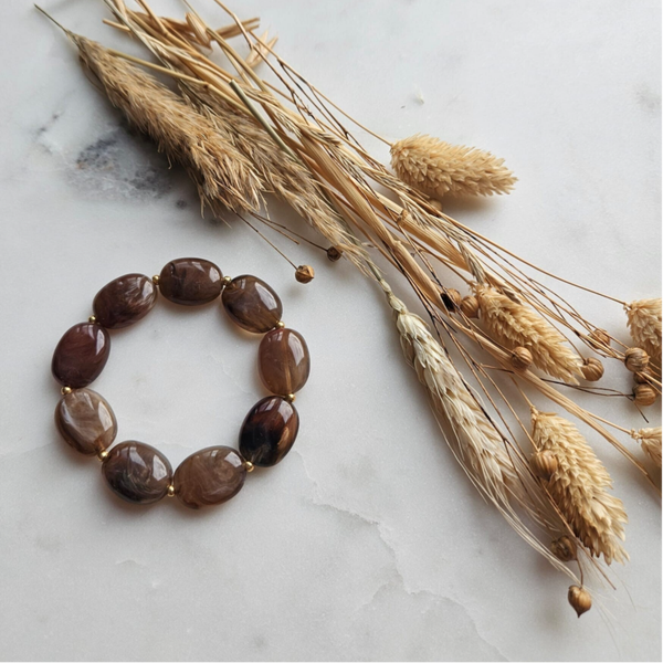 Armband - Bruine acryl kralen