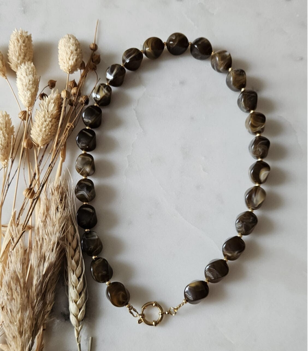 Kralen ketting - bruine nugget kralen