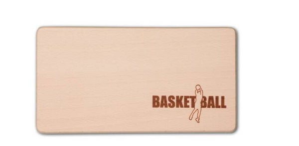 Frühstücksbrett rechteckig Motiv "Basketball Spieler" Buchenholz