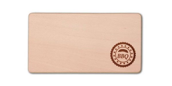 Frühstücksbrett rechteckig Motiv "BBQ/Grillen" Buchenholz