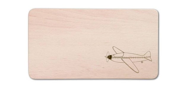 Frühstücksbrett rechteckig Motiv "Flugzeug" Buchenholz