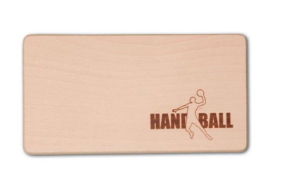 Frühstücksbrett rechteckig Motiv "Handball Spieler" Buchenholz