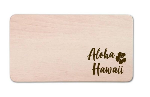 Frühstücksbrett rechteckig Motiv "Aloha Hawaii" Buchenholz