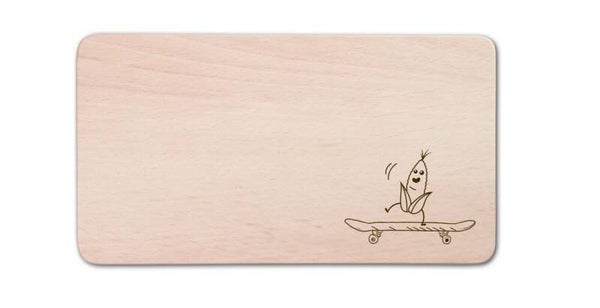 Frühstücksbrett rechteckig Motiv "Skateboard" Buchenholz