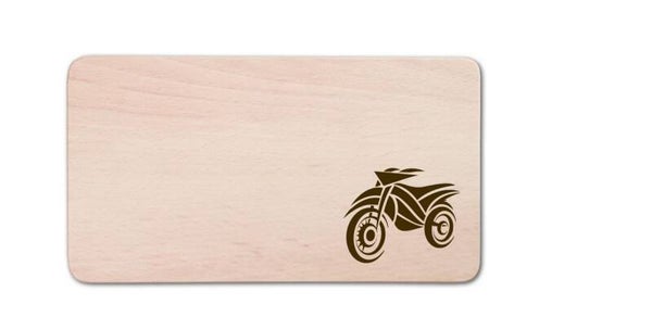 Frühstücksbrett rechteckig Motiv "Motorrad" Buchenholz