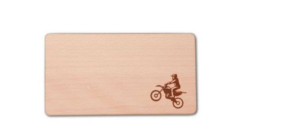 Frühstücksbrett rechteckig Motiv "Motorcross" Buchenholz