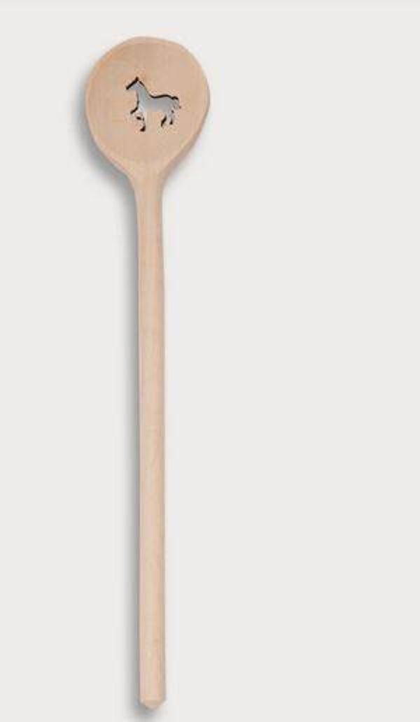 Kochlöffel, rund, mit Motiv Pferd, aus Holz 30 cm