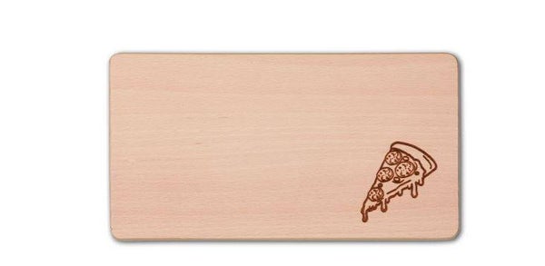 Frühstücksbrett rechteckig Motiv "Pizza" Buchenholz
