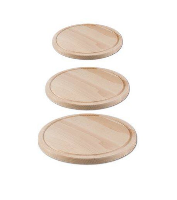 Schneidebrett rund mit Saftrille Buchenholz