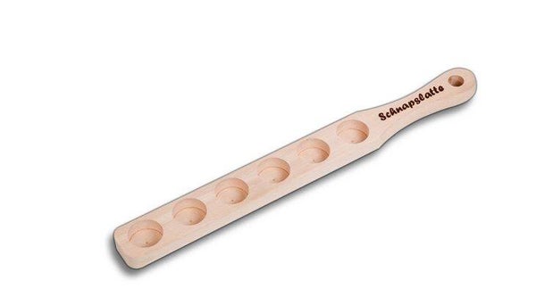Schnapslatte für 6 Schnapsgläser Buchenholz 50 cm