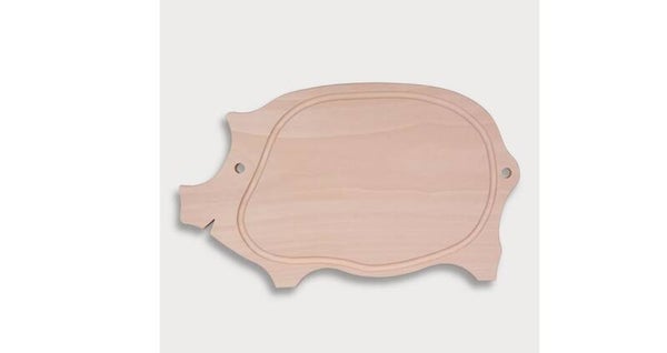 Servierbrett Schwein mit Saftrille Buchenholz 40 cm