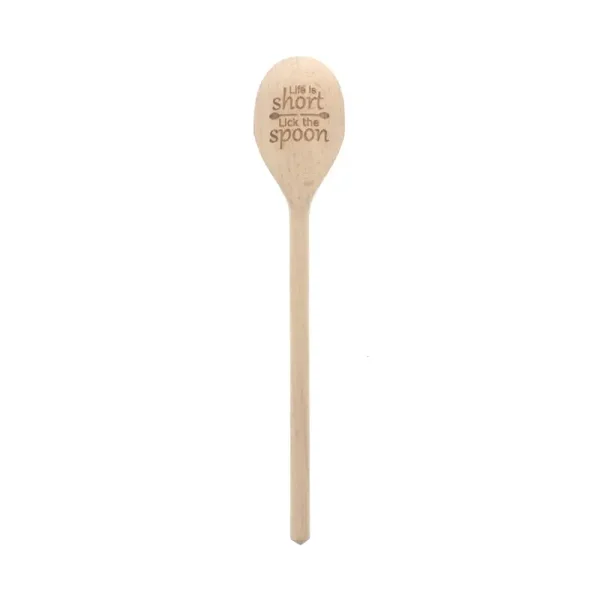 Kochlöffel oval "Life is short – lick the spoon" Buchenholz
