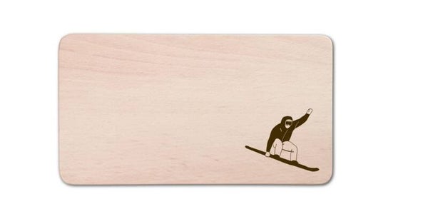 Frühstücksbrett rechteckig Motiv "Snowboard Fahrer" Buchenholz