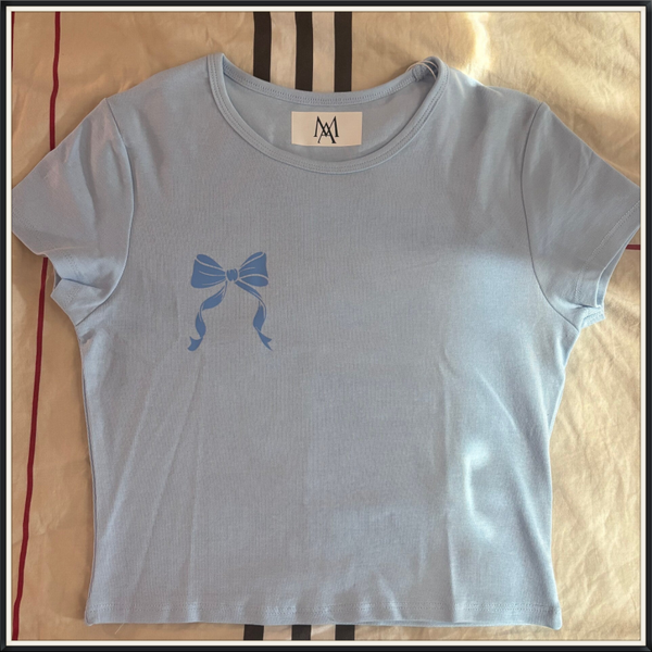 Babyblue T-Shirt with Blue bow