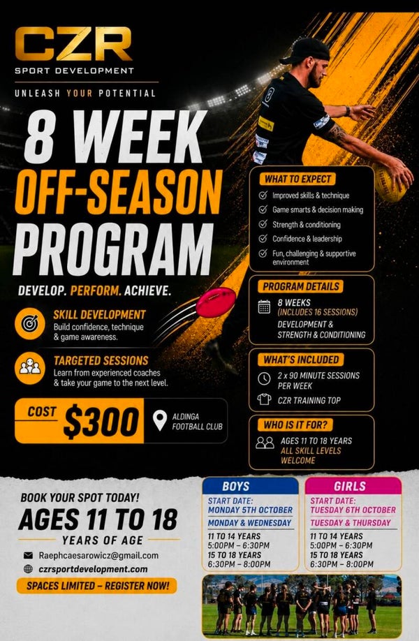 Girls 11 to 14 years 8 week off-season program