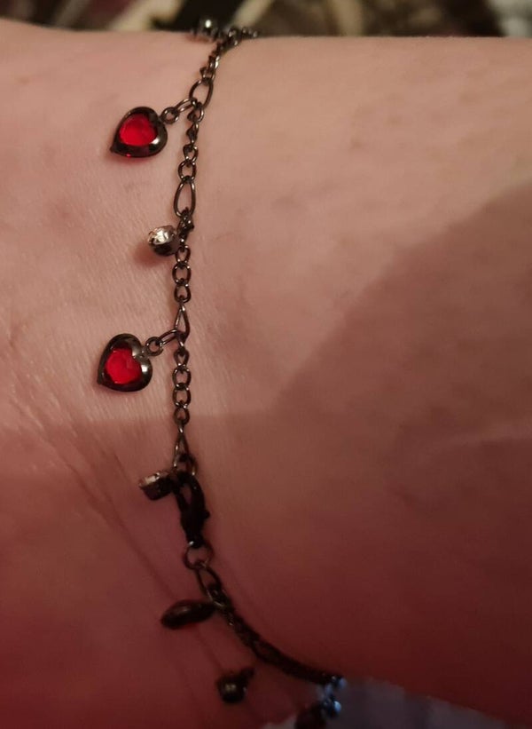 Gothic Heart and Droplet Anklet