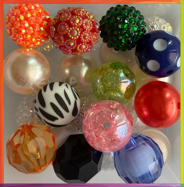 KIT 2 PERLES 20MM + 2 mini strass