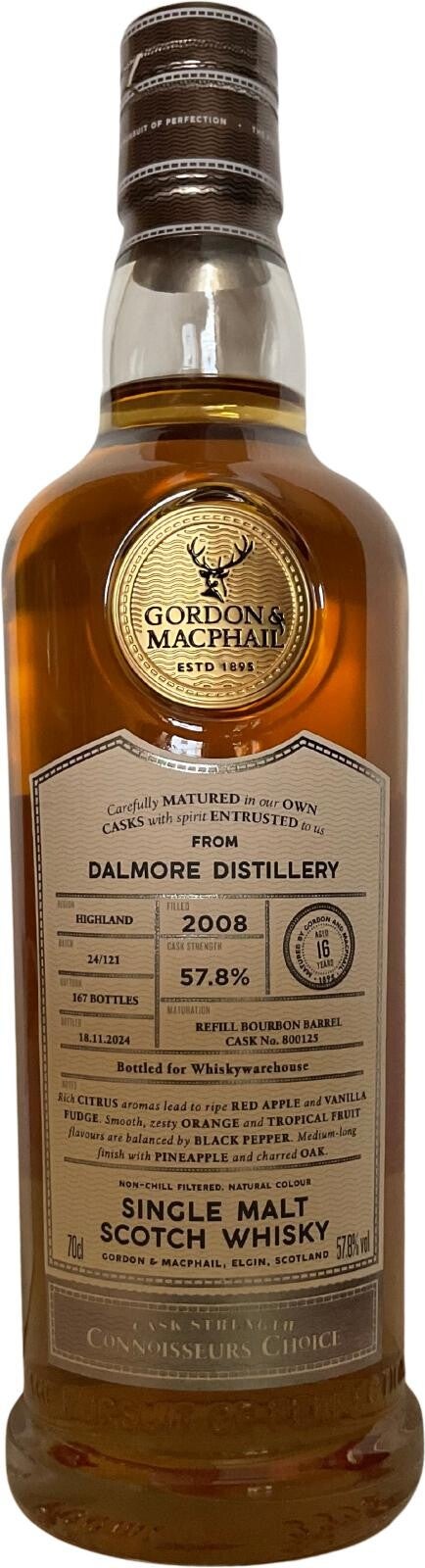 Dalmore 16y - 2008/2024 - Gordon & Macphail - Connoisseurs Choice - Cask #800125 - Single Malt Scotch Whisky