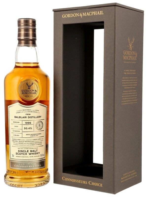 Balblair 28 Years – Vintage 1996 – Refill Bourbon Barrel – Vatnr. 413 – Batch 24/070 – Connoisseurs Choice – Gordon & MacPhail – Single Malt Scotch Whisky
