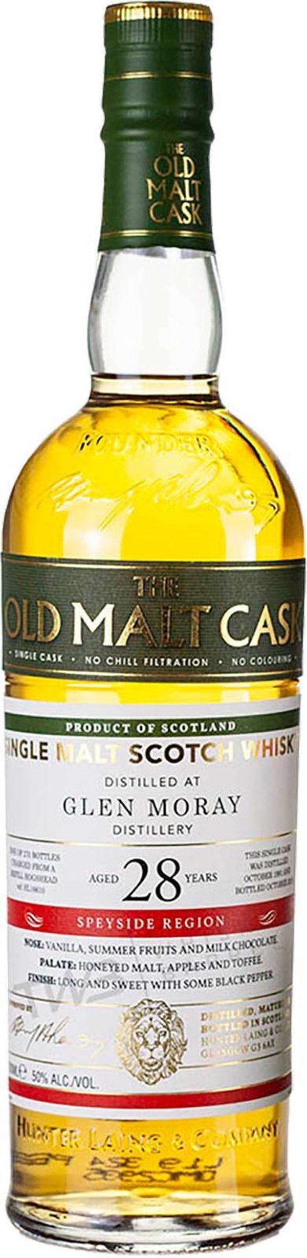 Glen Moray 28y - 1991/2019 - The Old Malt Cask - Hunter Laing - 50% - Single Malt Scotch Whisky