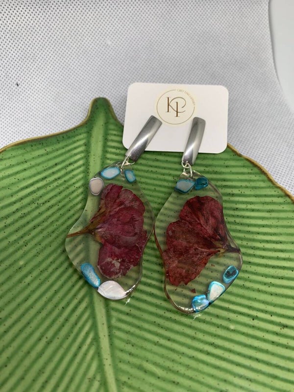 Real Impatiens Flower Earrings