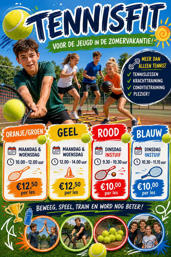 Tennisfit Geel zomervakantielessen voor de jeugd
